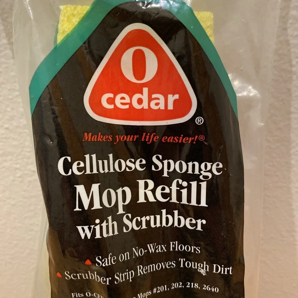 O Cedar‎ Sponge Mop Refill Cellulose Sponge W/ Scrubber Item NOS 2001